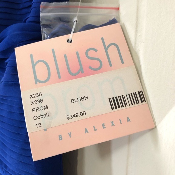 Blue Strapless Chiffon Gown - It Sparkles! - Picture 7 of 10